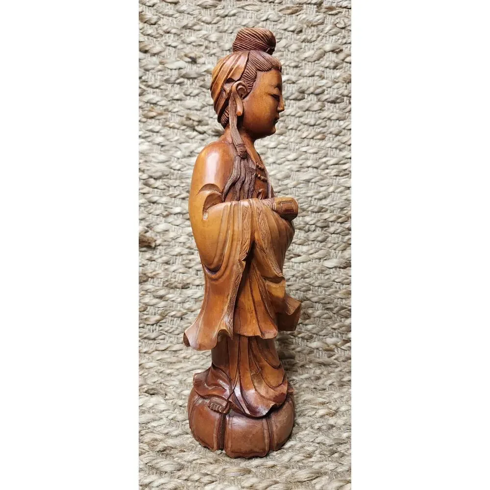 Antique Chinese Hand Carved Hardwood Kwanyin Guanyin 12